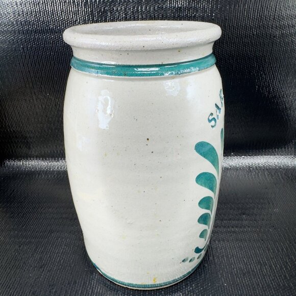 Saratoga NY Stoneware Crock Jar Vase Kitchen Utensil Holder Storage Hand Made - Picture 2 of 10